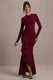 Alayna | Berry Long-Sleeve Maxi Dress With Ruffled Split - Club L London - USA