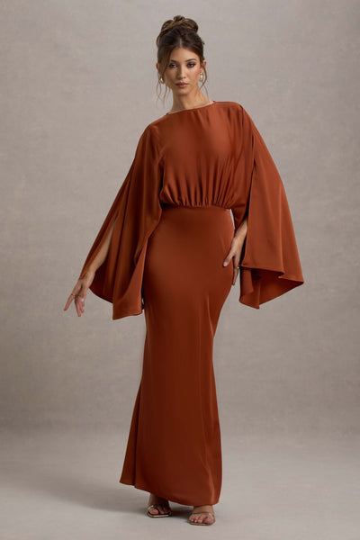 リルアー　drape design dress M-Long brown リルアー drape design dress M-Long brown リルアー drape design