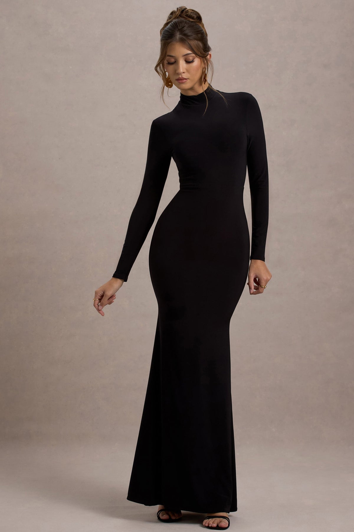 Tova | Black High-Neck Long-Sleeve Maxi Dress - UK 12 Black Tova | Black High-Neck Long-Sleeve Maxi Dress - UK 12 Black