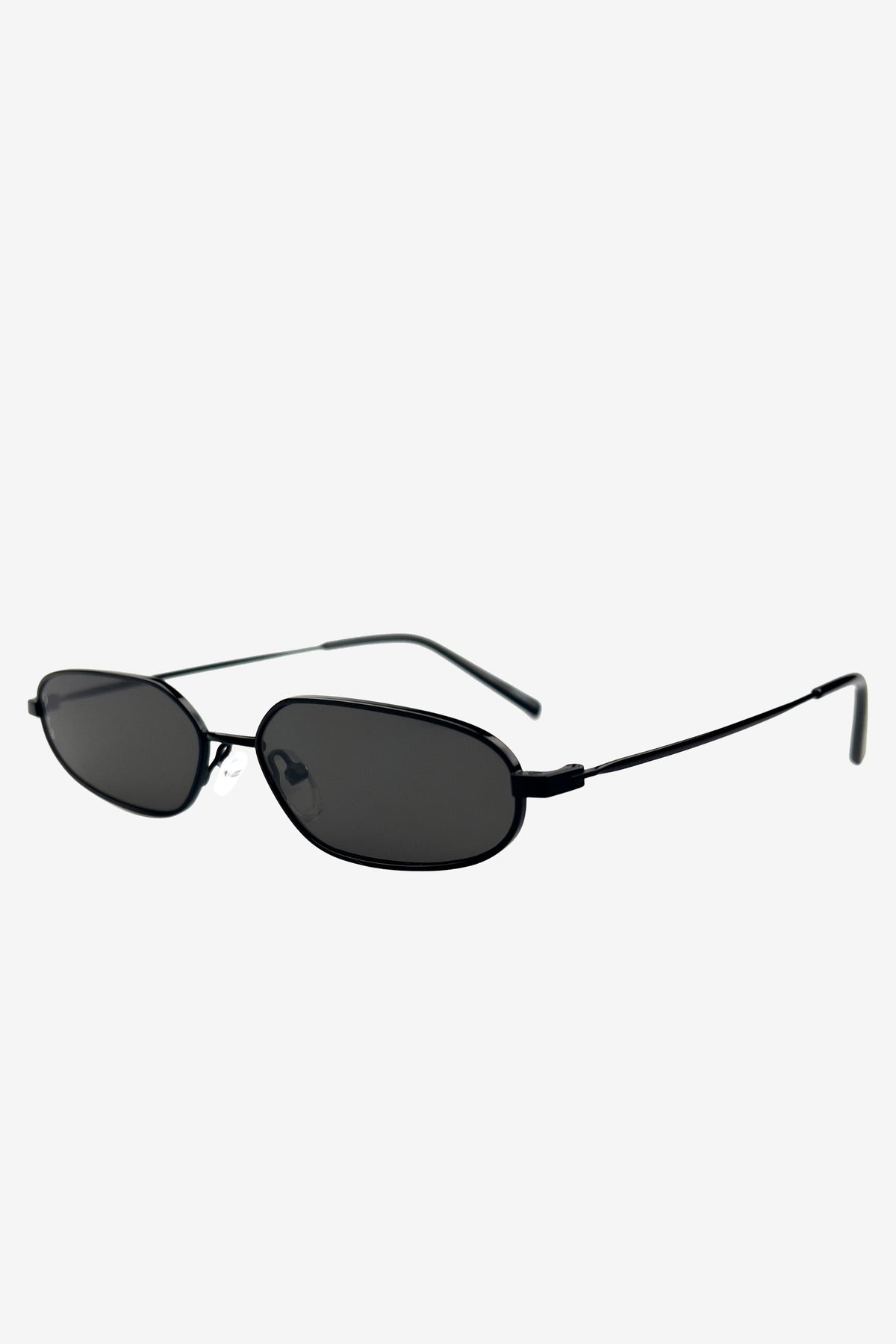 Drew Otra Black Metal Thin Rectangular Sunglasses – Club L London - USA