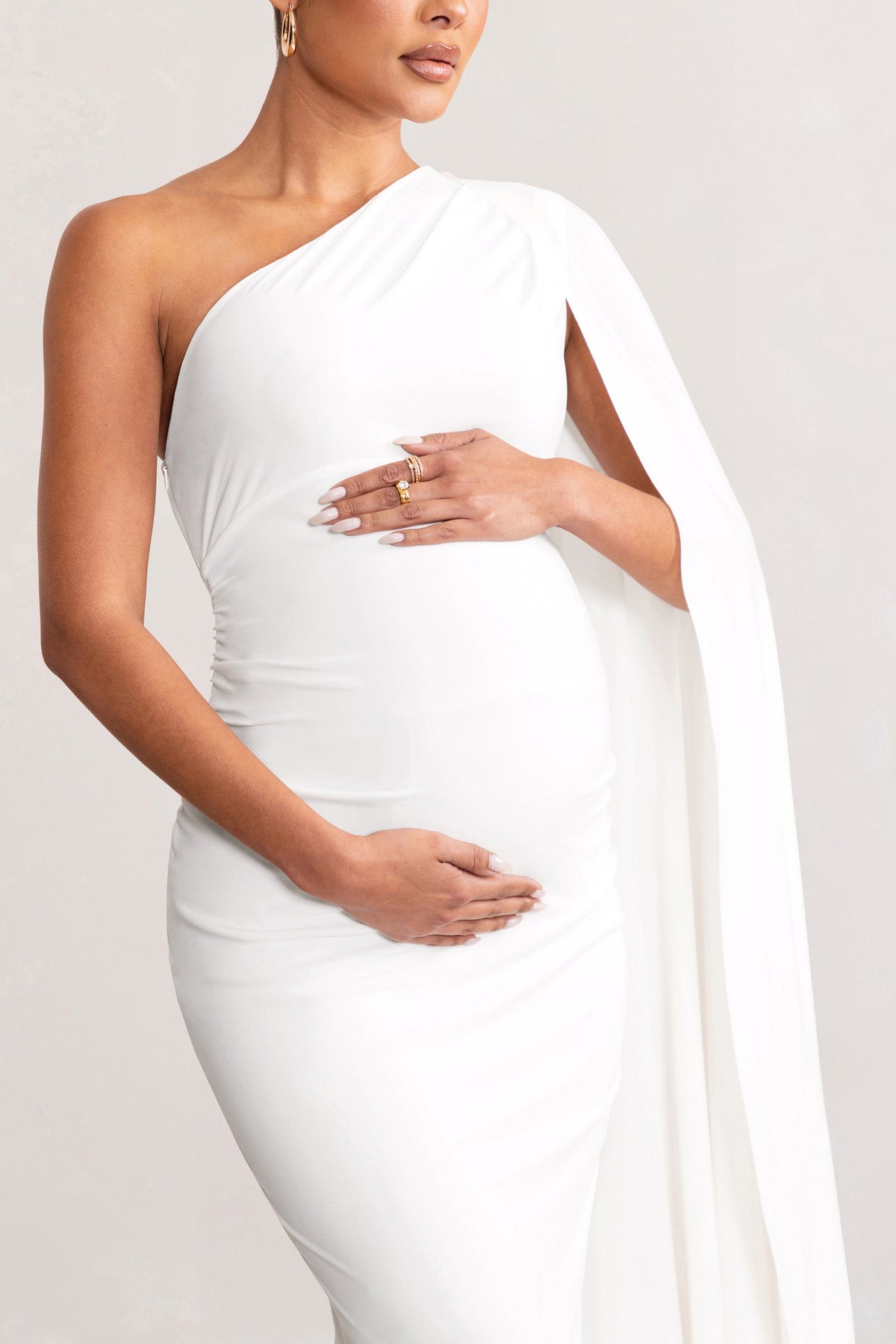 Oh Baby White Maternity One Shoulder Bodycon Maxi Dress – Club L London -  USA