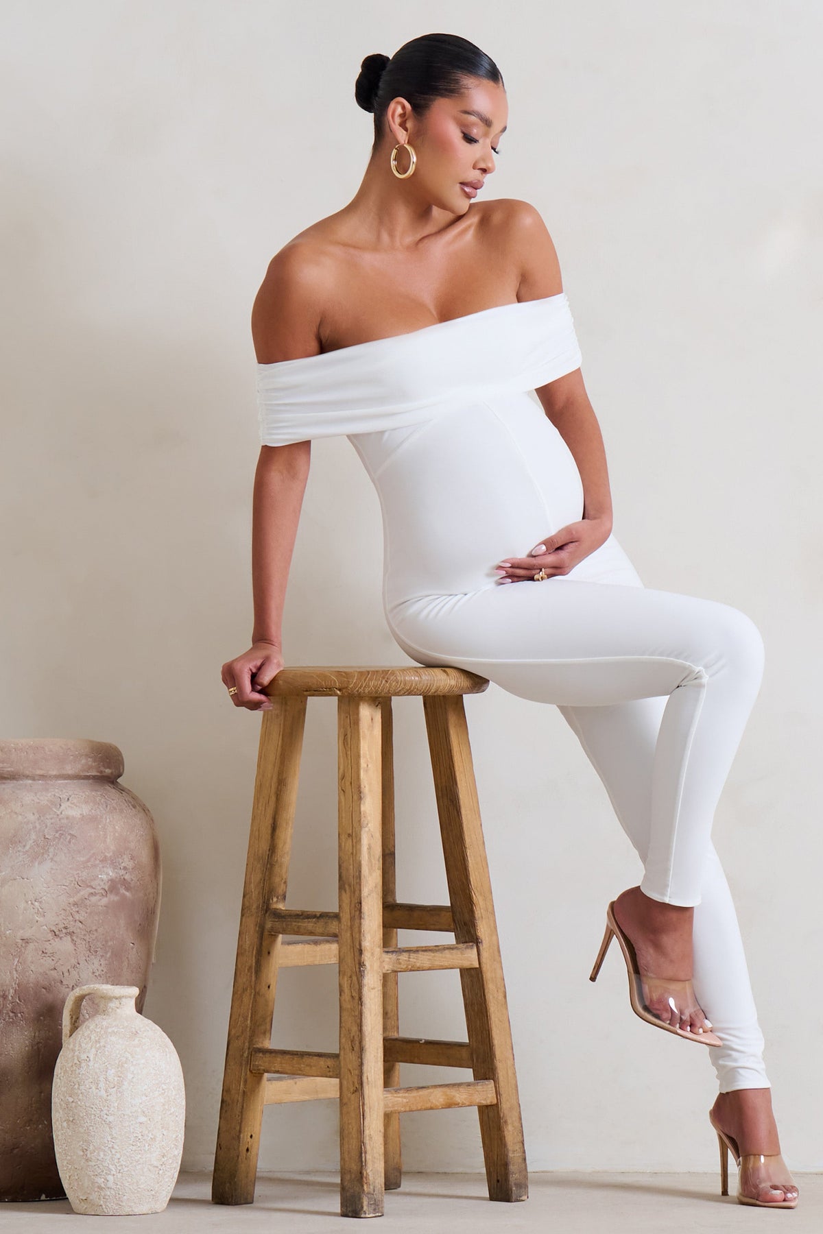 Sing To Sleep White Maternity One Shoulder Cape Jumpsuit – Club L London -  USA