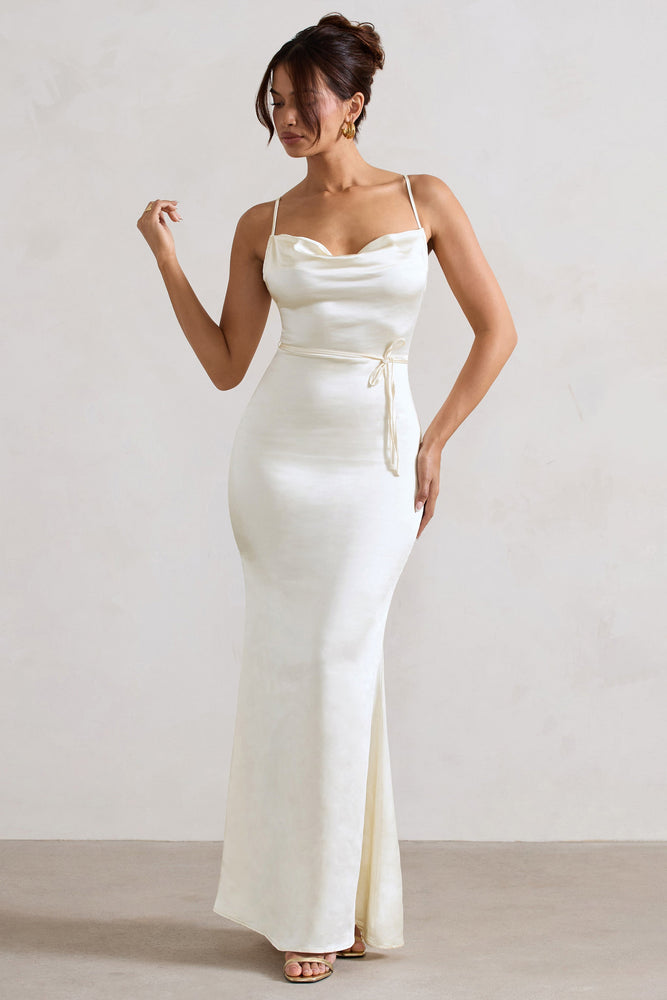 LRL selling ivory satin sleeves dress