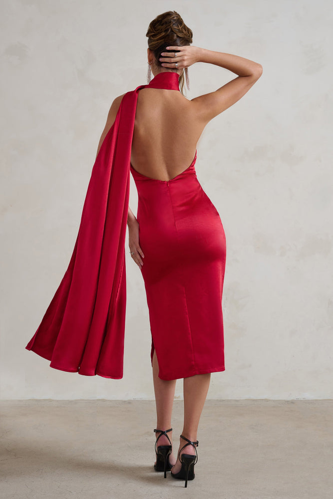 Lovely Rust Red Dress - Midi Dress - High-Low Dress - Wrap Dress - Lulus
