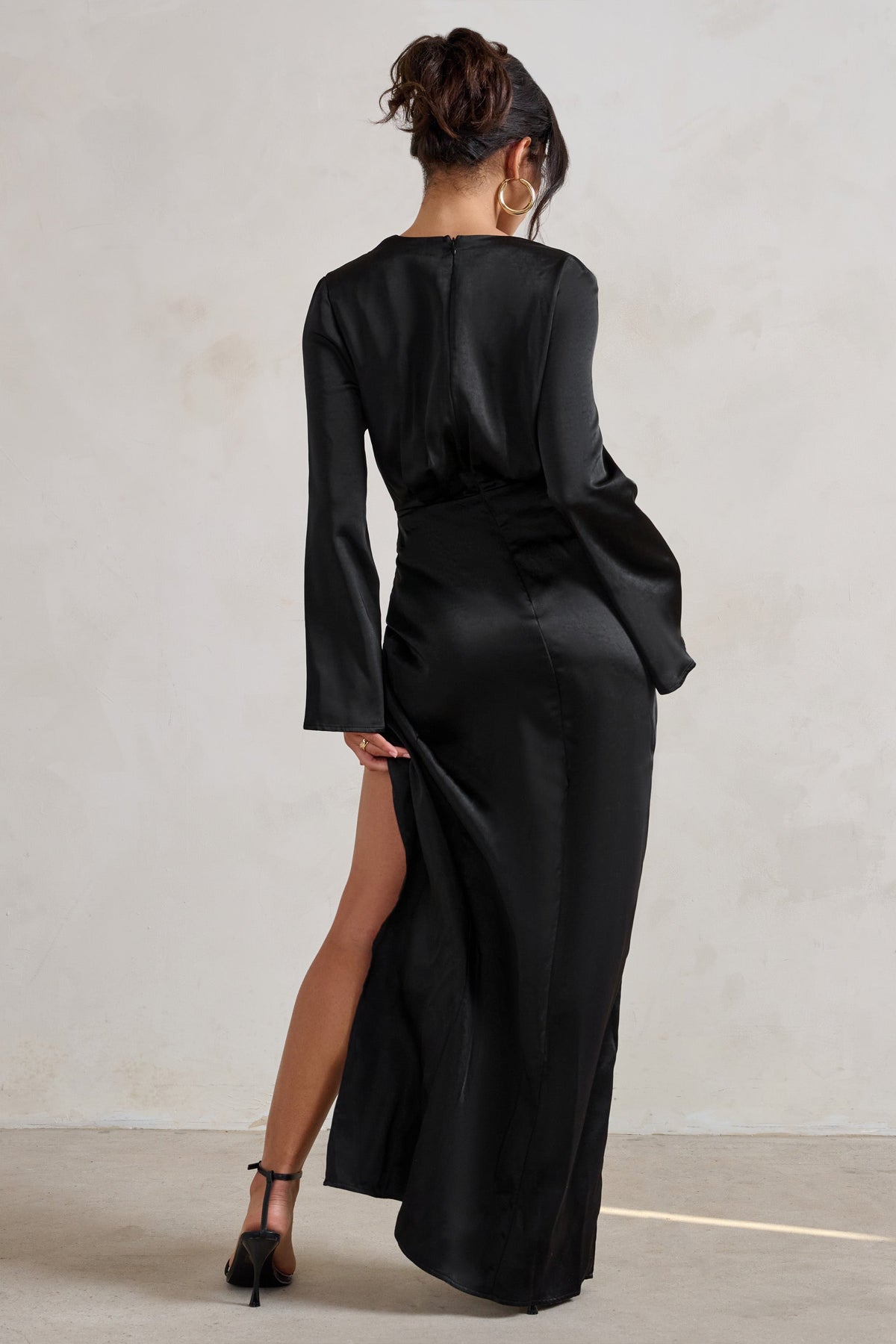Plunge long sleeve maxi dress Clearance