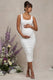 Lisbon | White Maternity Square Neck Ruched Midi Dress - Club L London - USA
