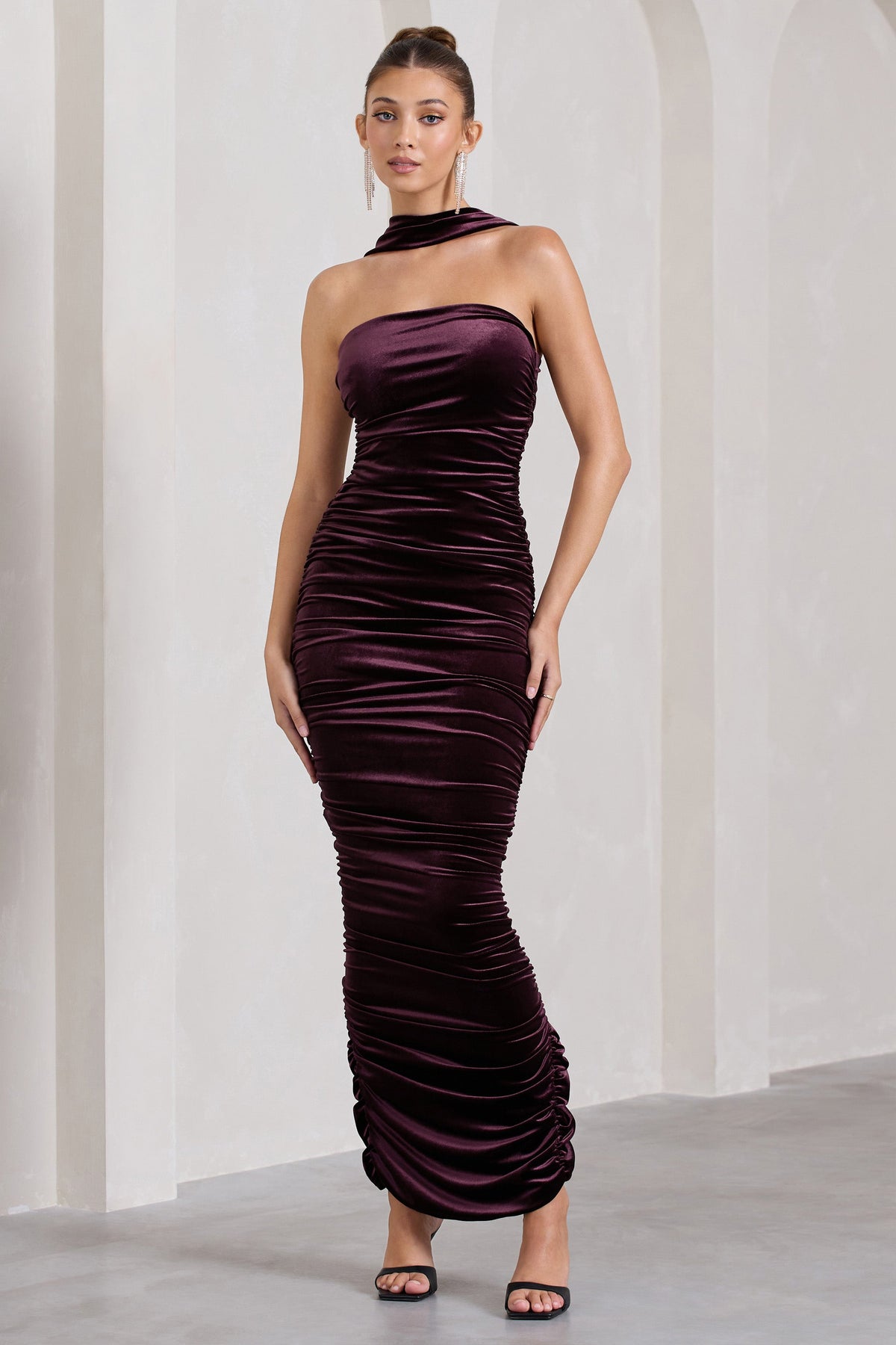 Buy Deep Purple Sequin Halter Neck Mini Dress for Women Online