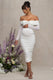 Neva | White Bardot Twist Maternity Midi Dress - Club L London - USA