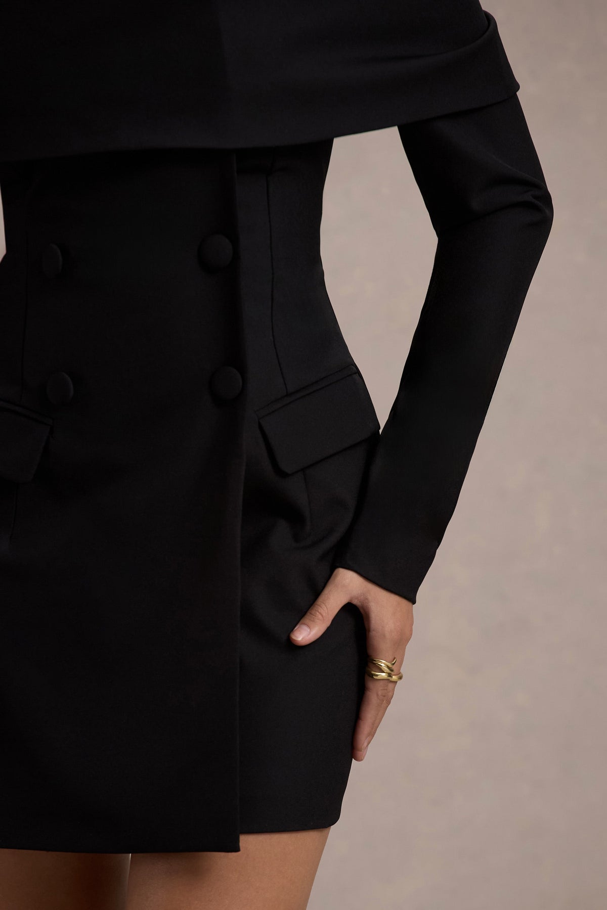 Tara | Black Bardot Tailored Blazer Dress