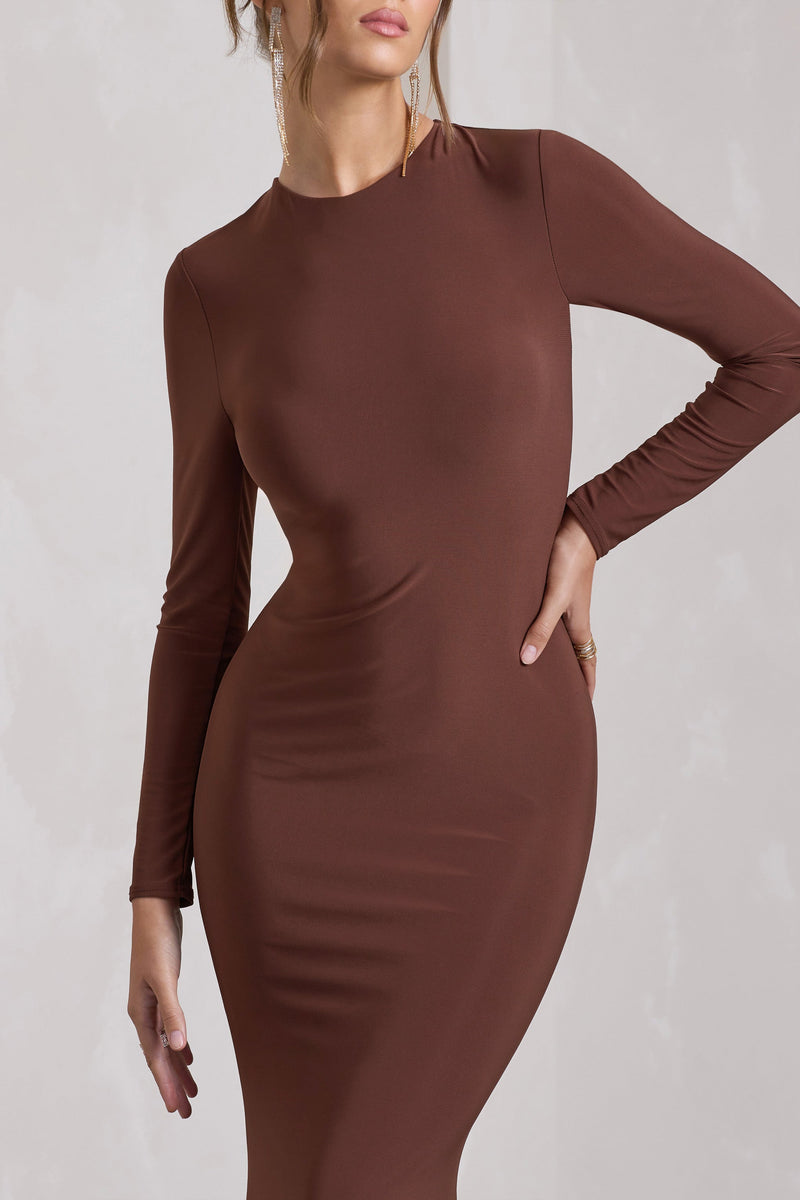 Cosy Days Long Sleeve Maxi Dress - Brown