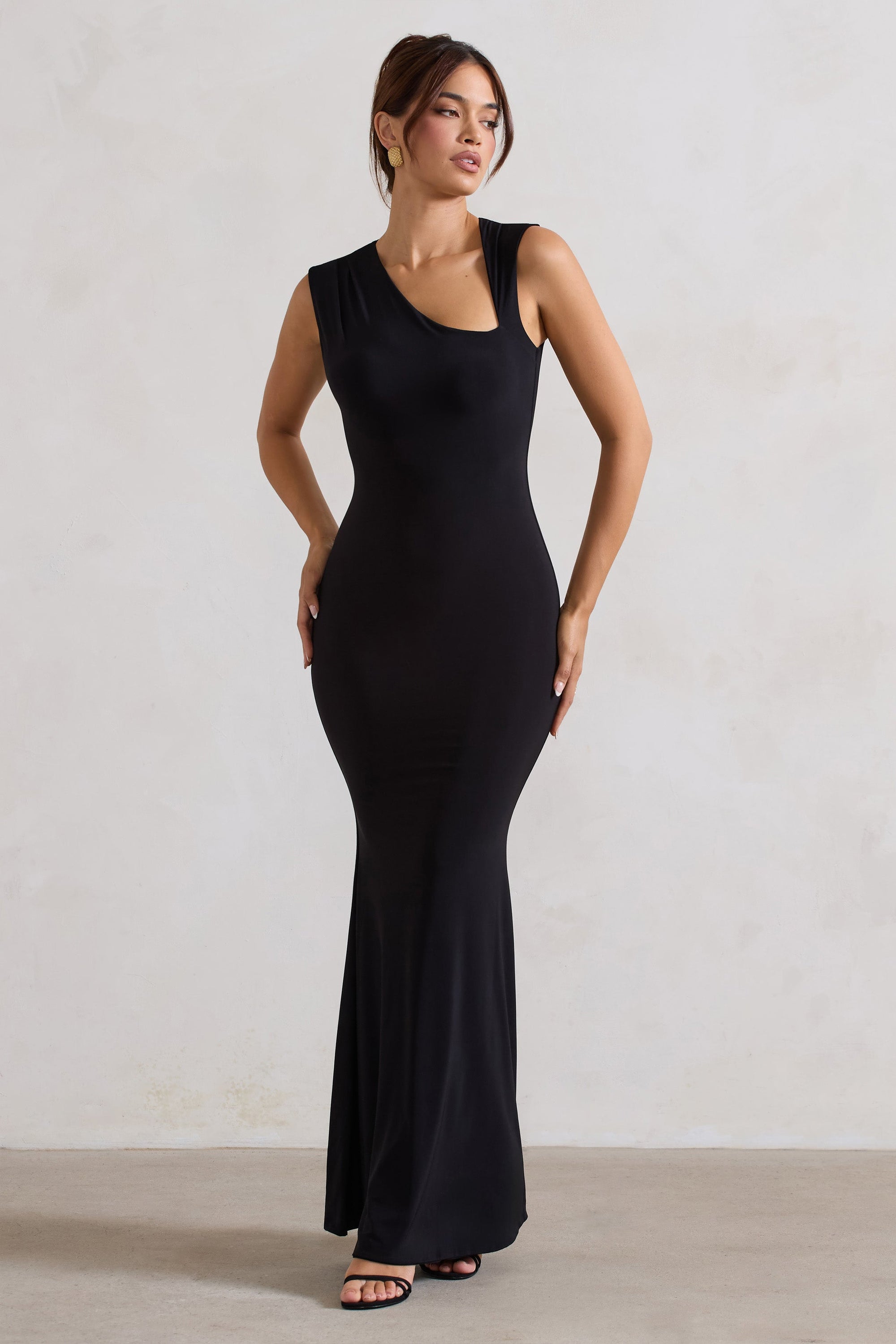 long black dress no slit La Femme Lace-Up Long Black Prom Dress 32265 Black / 00