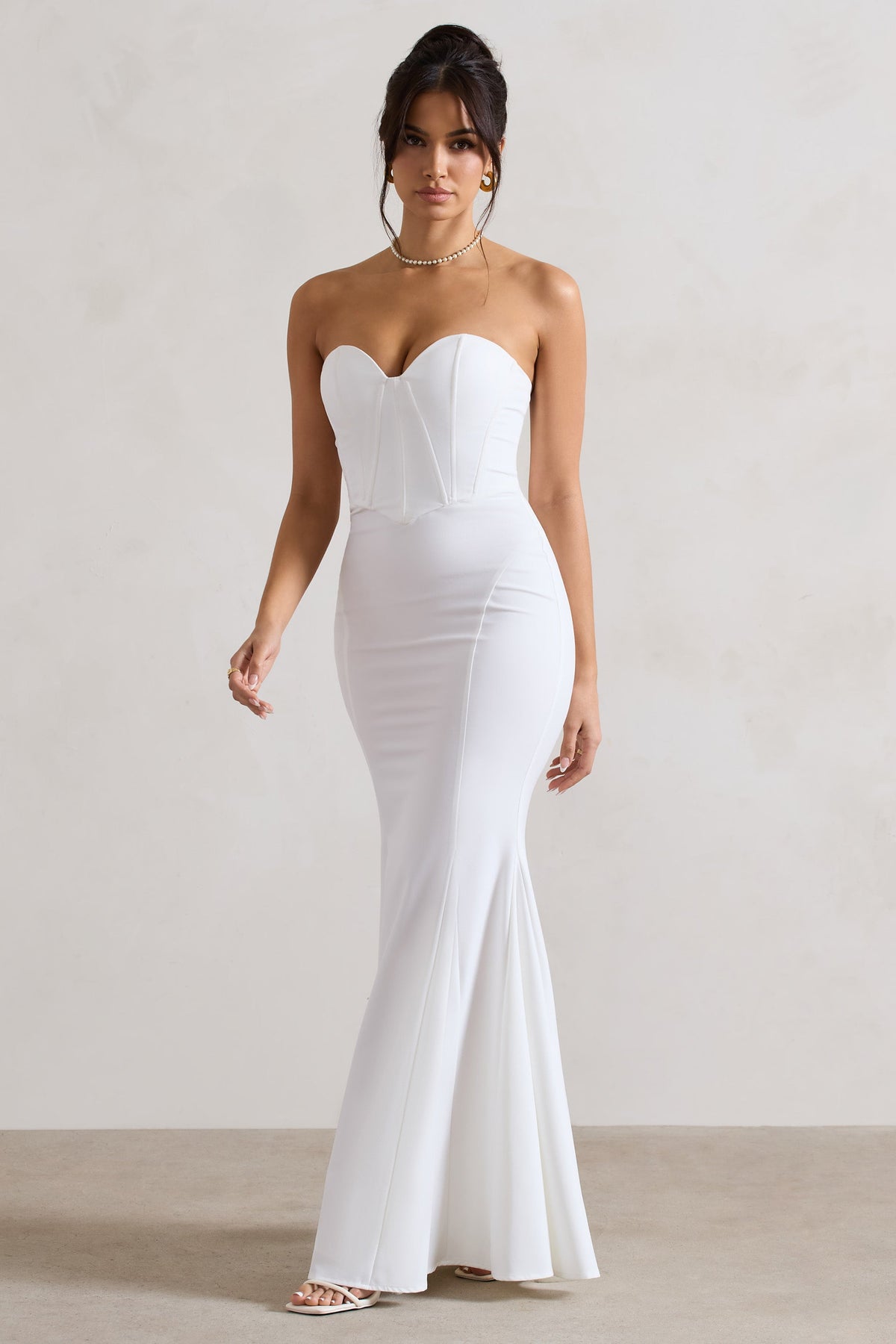 Idyllic | Cream Strapless Corset Style Fishtail Maxi Dress - UK 8 Cream Idyllic | Cream Strapless Corset Style Fishtail Maxi Dress - UK 8 Cream
