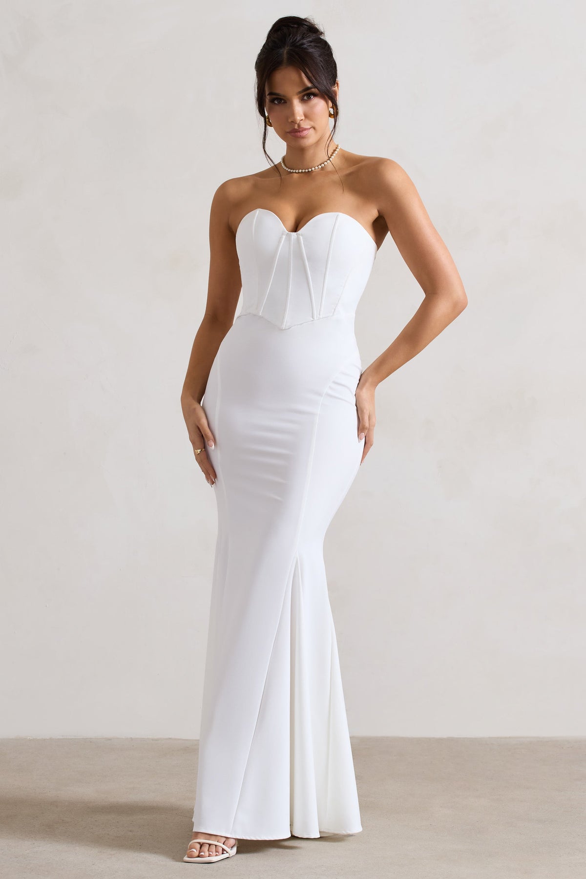 Idyllic | Cream Strapless Corset Style Fishtail Maxi Dress - UK 8 Cream Idyllic | Cream Strapless Corset Style Fishtail Maxi Dress - UK 8 Cream