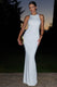 Escala | White Embellished Racer-Neck Maxi Dress - Club L London - USA