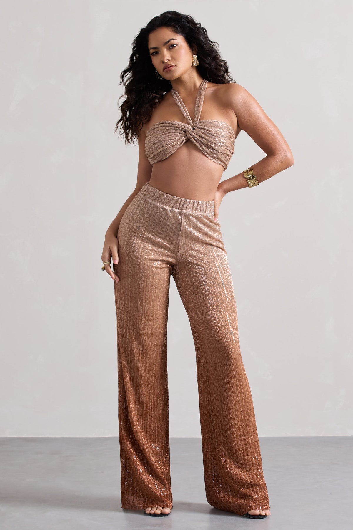 Connection Gold Metallic Ombre Trousers – Club L London - USA