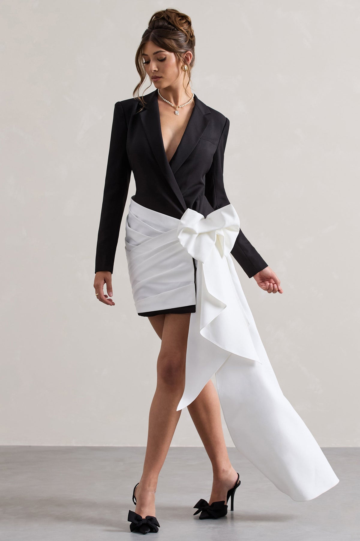 Capital Black Tailored Blazer Mini Dress With Side Drape Club L London - USA Capital Black Tailored Blazer Mini Dress With Side Drape Club L London - USA