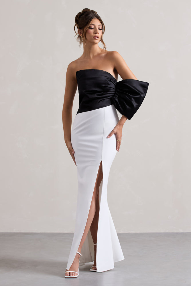 【Bibiy.】ARIANNE DRESS Envision Black & White Asymmetric One-Sleeve Split Maxi