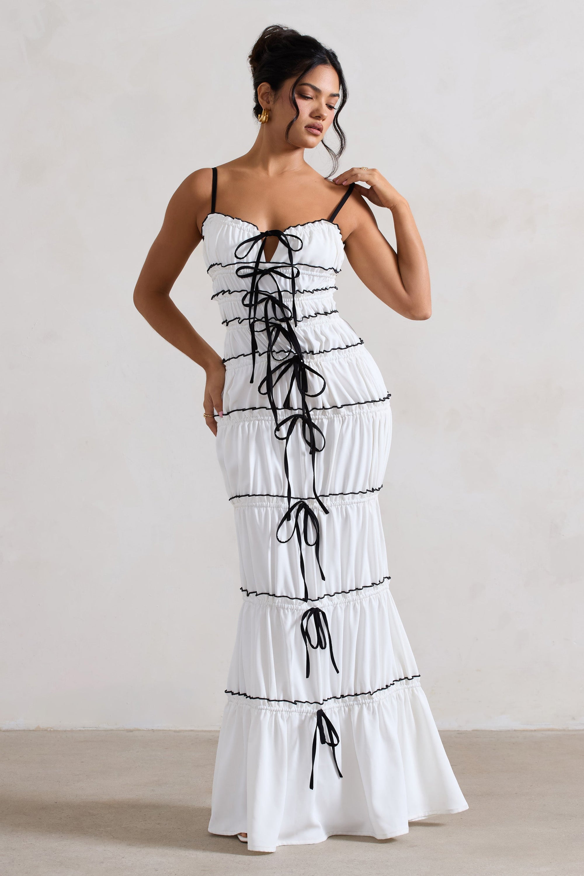 strappy summer maxi dress Classic Summers Strappy Tiered Maxi Dress - White