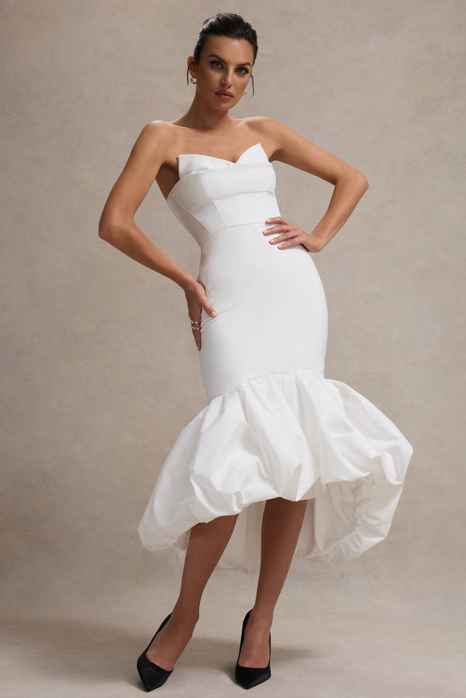 London | Cream Sweetheart Maxi Dress With Volume Hem main image 0
