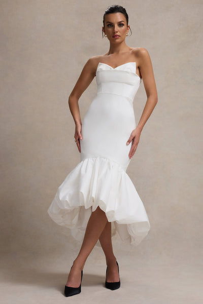 green emerald velvet dress Chic Empire Strapless A-Line Chiffon Maternity Beach Wedding Dress, White