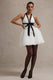 Eclair | Black & White Plunge-Neck Mini Dress With Tulle Skirt - Club L London - USA