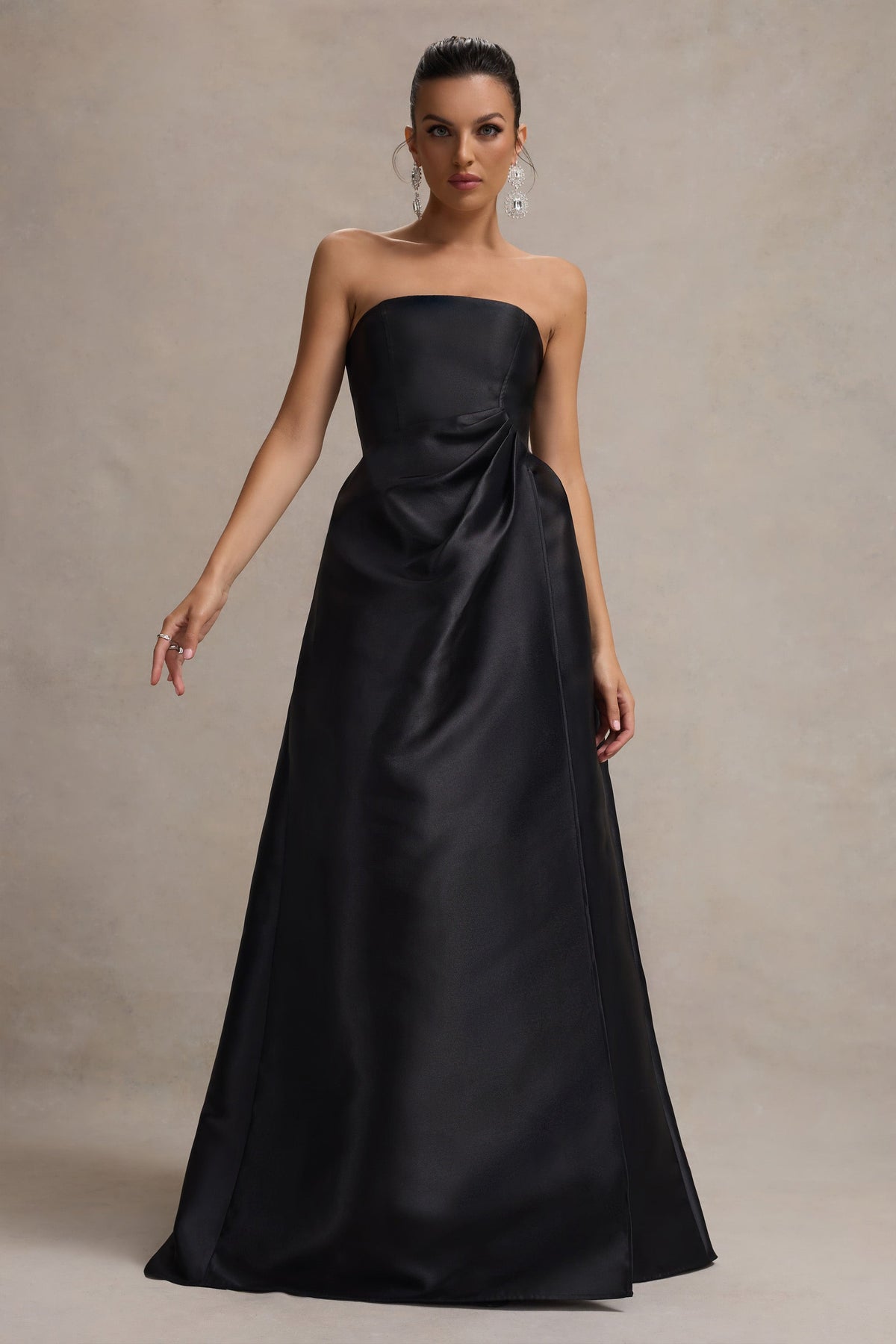 Universe Black Bandeau Puff-Skirt Split Maxi Dress – Club L London Universe Black Bandeau Puff-Skirt Split Maxi Dress – Club L London