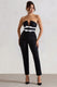 Casta | Black Strapless Tailored Straight-Leg Jumpsuit With Bows - Club L London - USA