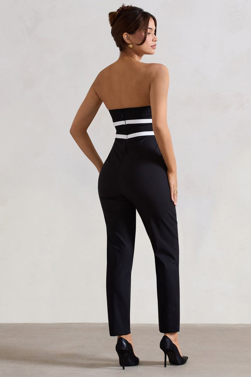 Casta Black Strapless Tailored Straight-Leg Jumpsuit With Bows – Club L ...