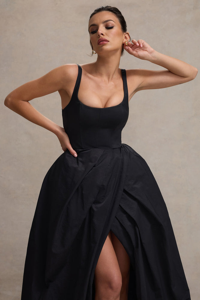 【送料&関税込】Loewe Black Satin Long Dress Loewe Black Satin Long Dress | italist