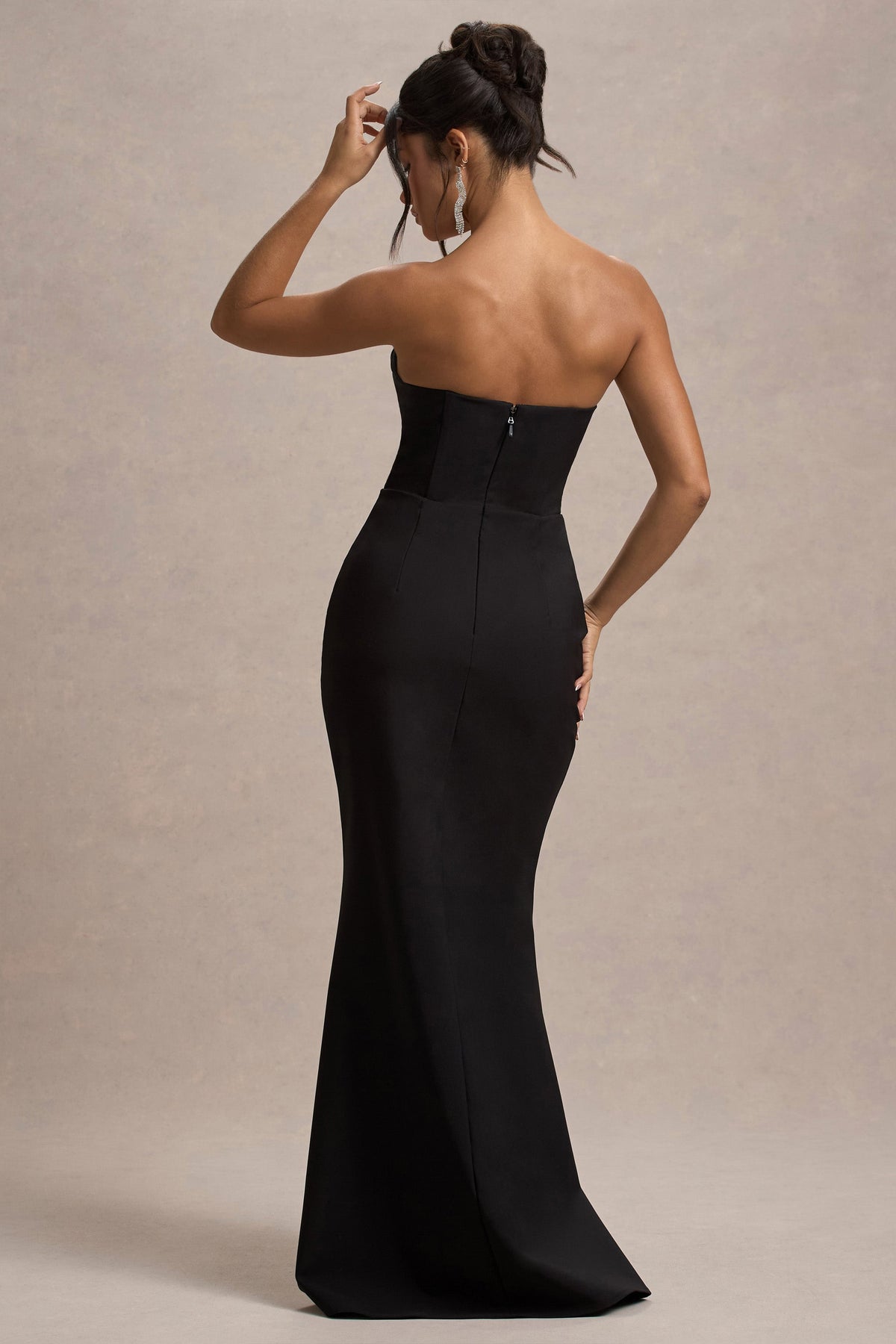 Molly Black Strapless Sweetheart Maxi Dress With Bows Club L London - USA Molly Black Strapless Sweetheart Maxi Dress With Bows Club L London - USA