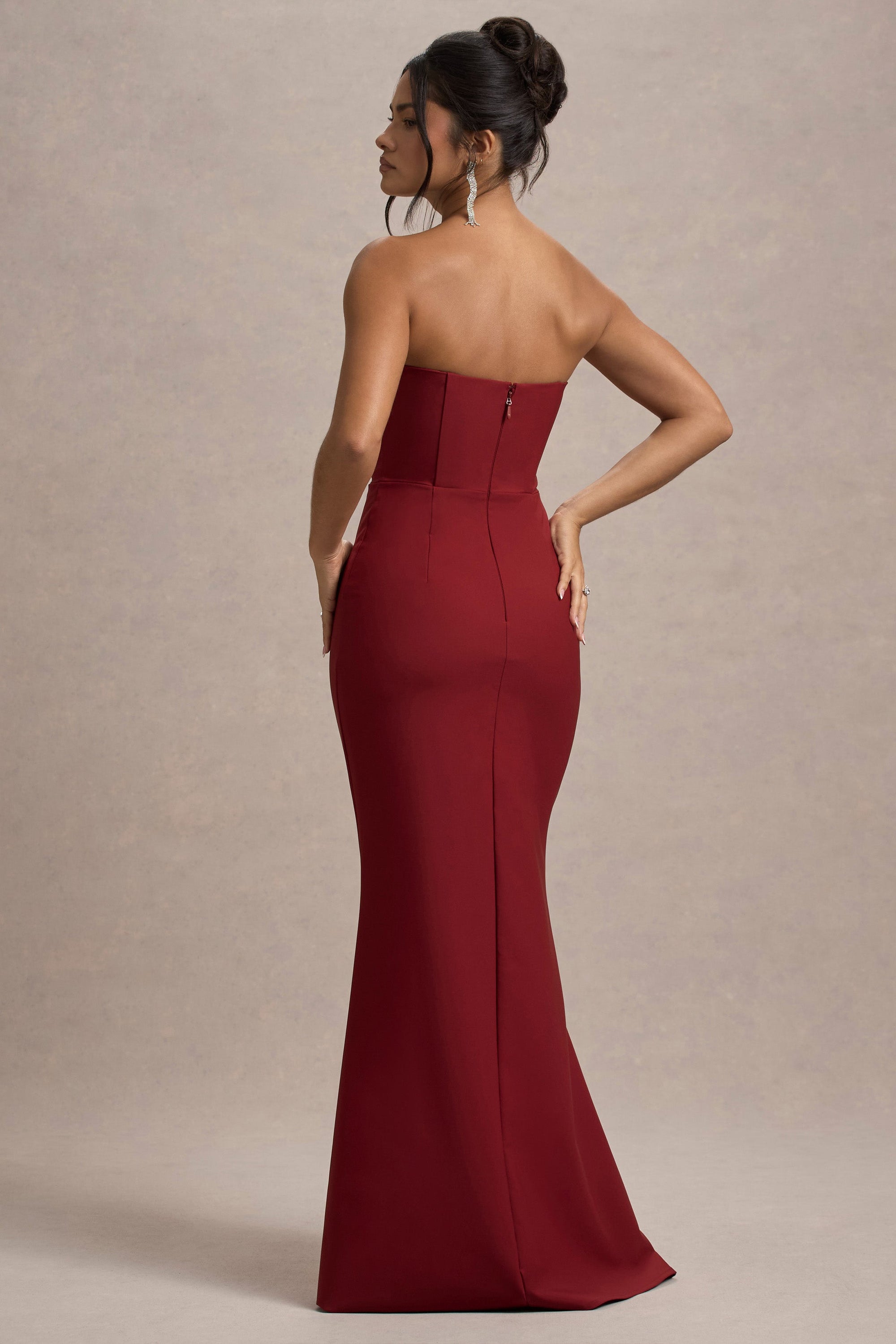 Molly | Berry Strapless Sweetheart Maxi Dres - Club L London - USA