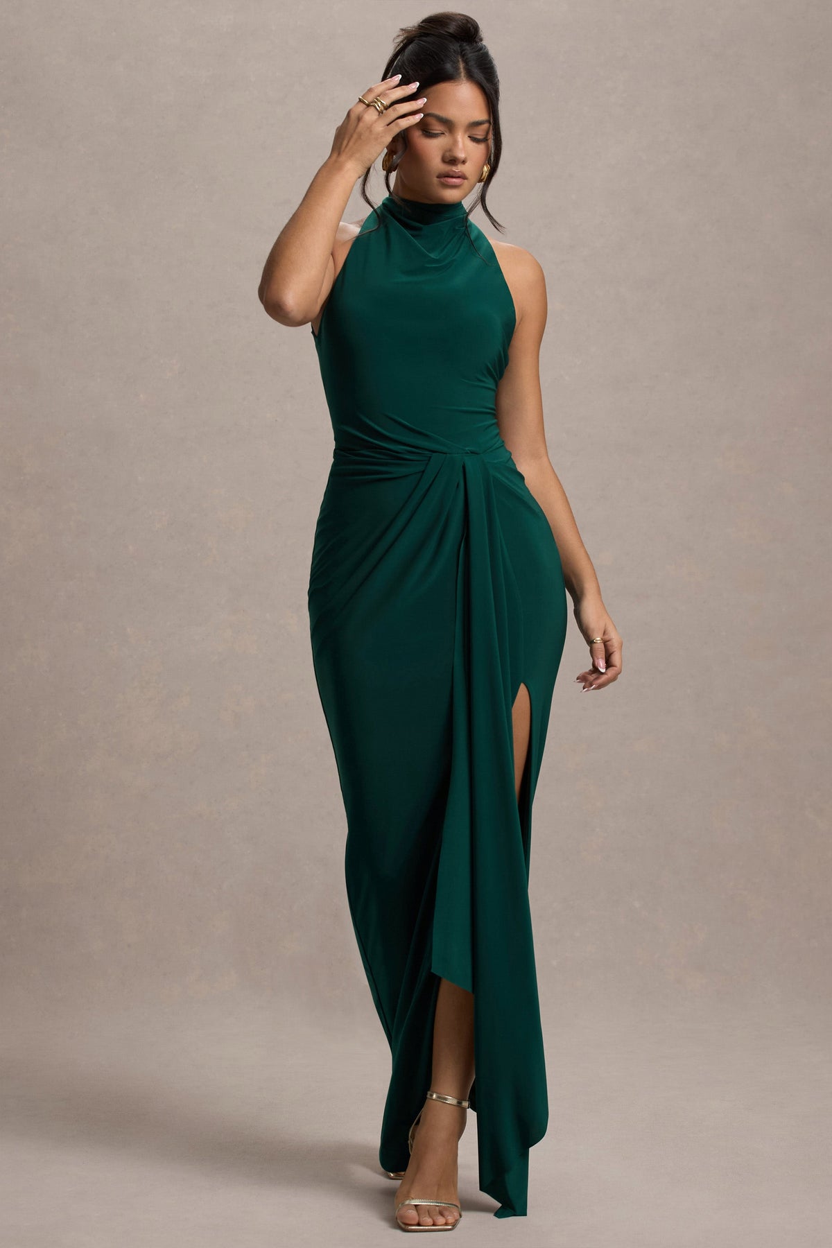 WB_HR_CL134765047-KhariBottleGreenHigh-NeckTwistedMaxiDressWithDrape4
