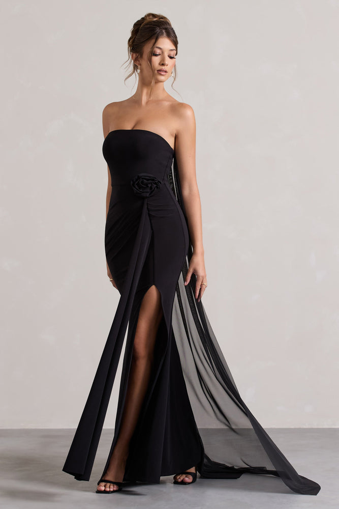 パーティードレス Rotate Strapless Black Evening Dress With Fitted Bodice And Embellished strapless tulle minidress in black - Rotate