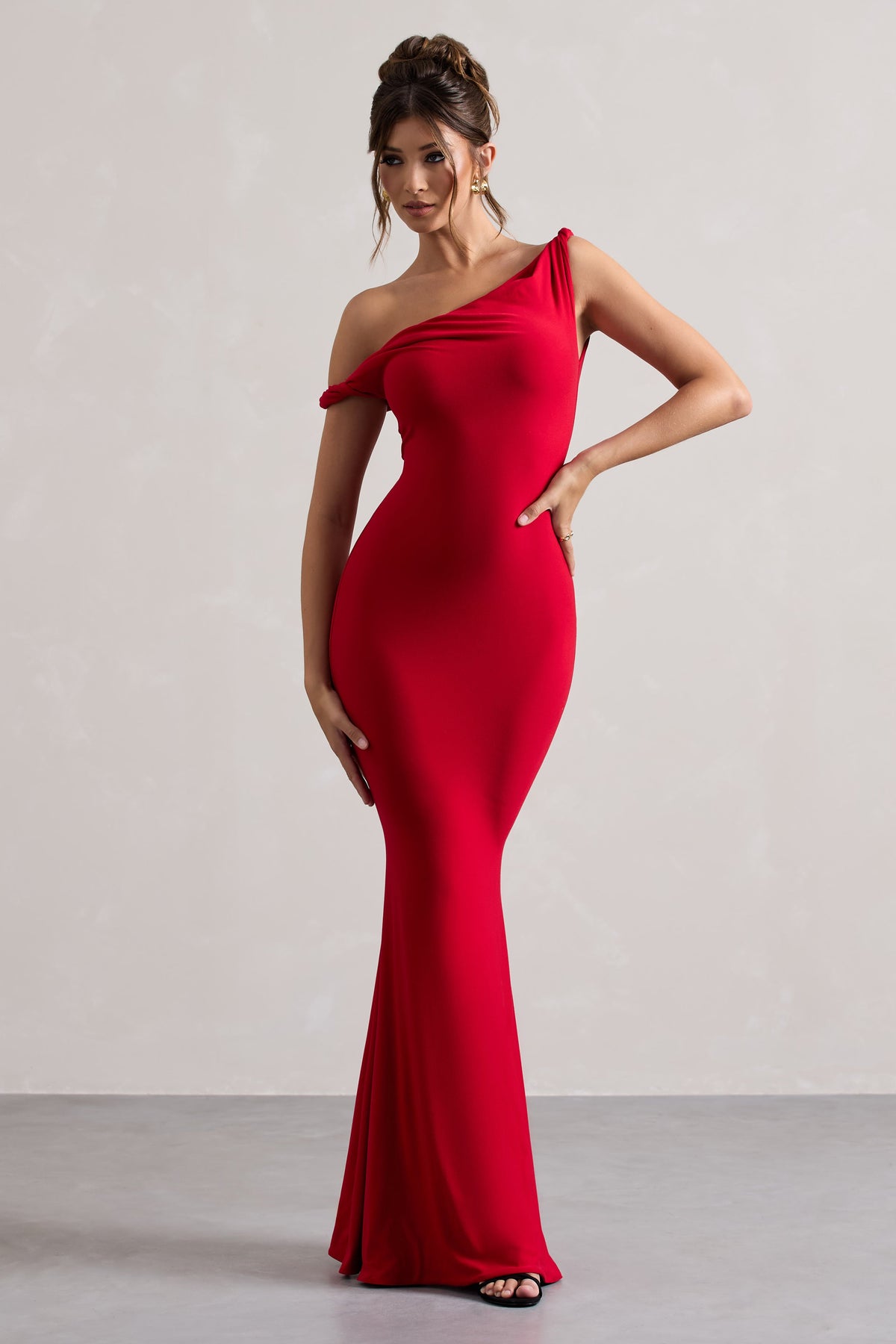 Lita Red Twisted Asymmetric Maxi Dress Club L London - USA Lita Red Twisted Asymmetric Maxi Dress Club L London - USA