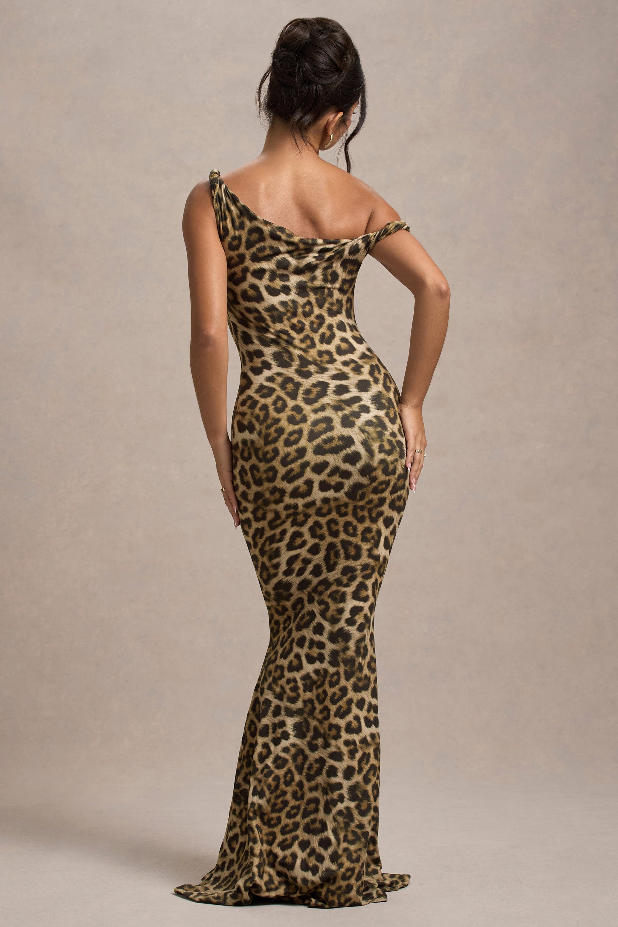 Lita | Leopard Print Twisted Asymmetric Maxi Dress – Club L London
