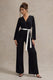 Ruba | Black Tailored Plunge Jumpsuit With Tie Waist - Club L London - USA