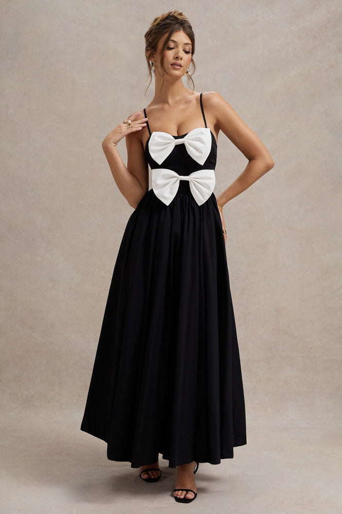 Chuchu pleats ribbon dress ブラック black Pleated satin maxi dress Black / Gray For Women | Maje