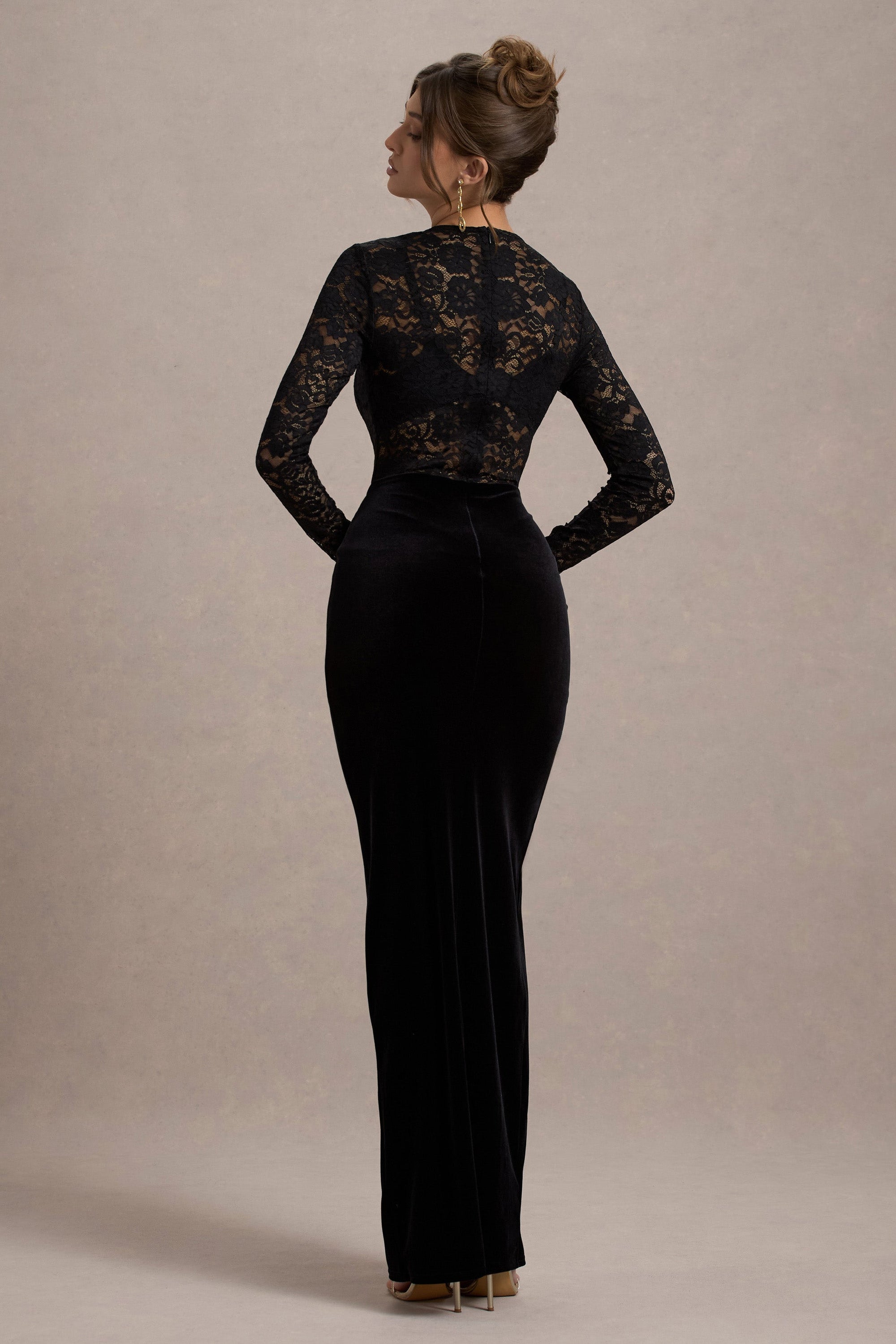long black lace dress Lavinia Cut Out Maxi or no bra Loving Look | Black Lace