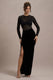 Loving Look | Black Lace Long-Sleeve Twisted Split Maxi Dress - Club L London - USA