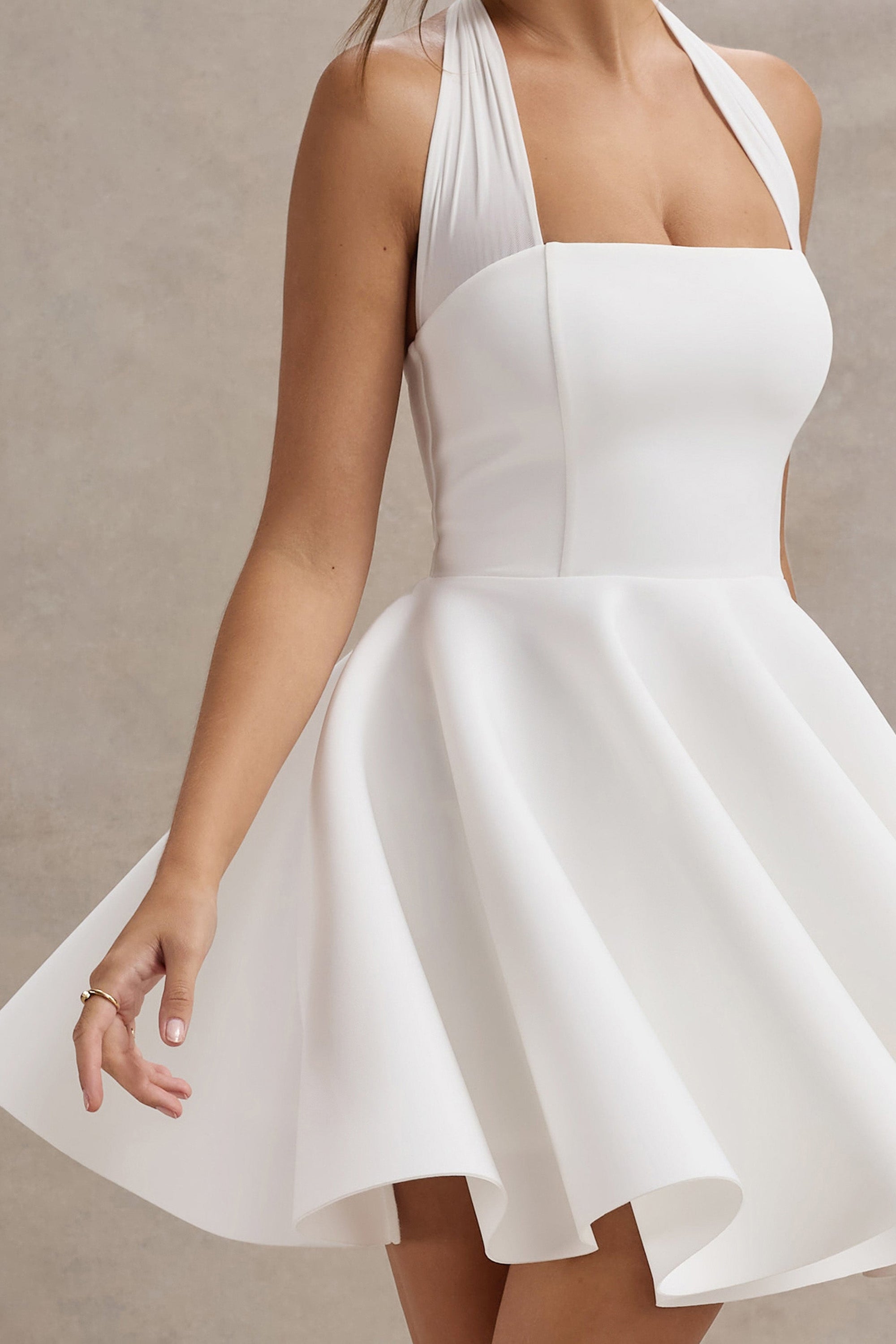 white halter swing dress Halter White Dresses