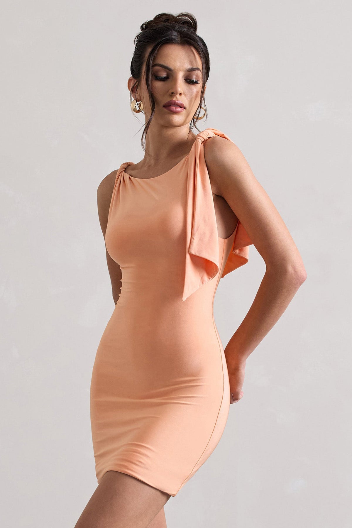 Cassie | Coral Twisted Knot Mini Dress