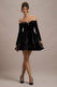 Ottie | Black Velvet Bardot Skater Mini Dress - Club L London - USA