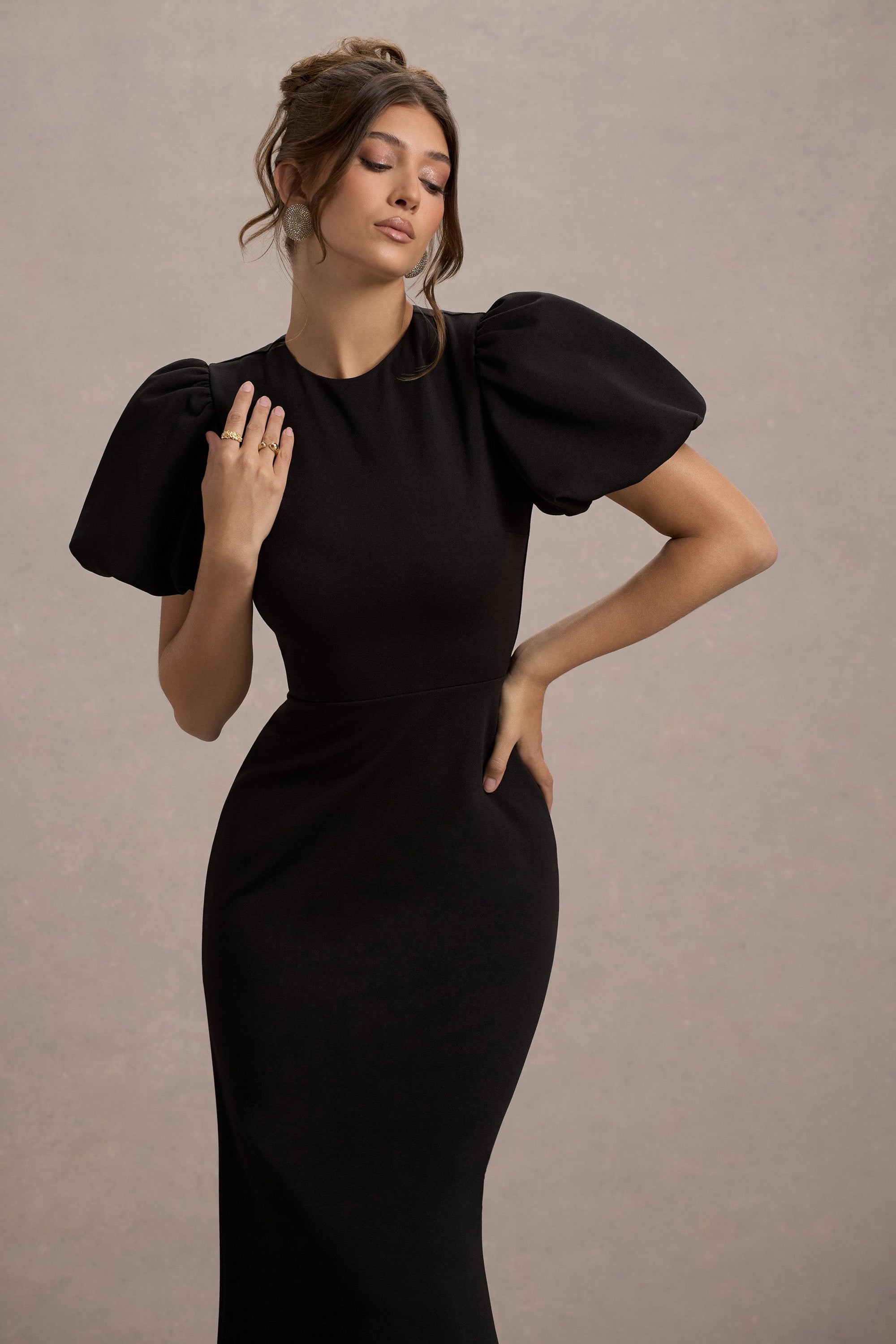 Love Letters | Black Puff-Sleeve Maxi Dress - Club L London - USA