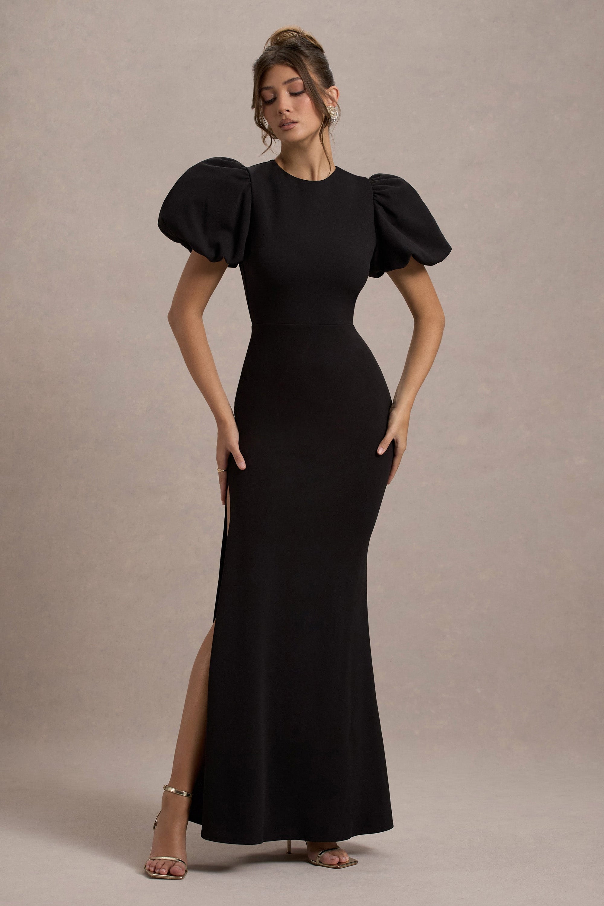 Love Letters | Black Puff-Sleeve Maxi Dress - Club L London - USA