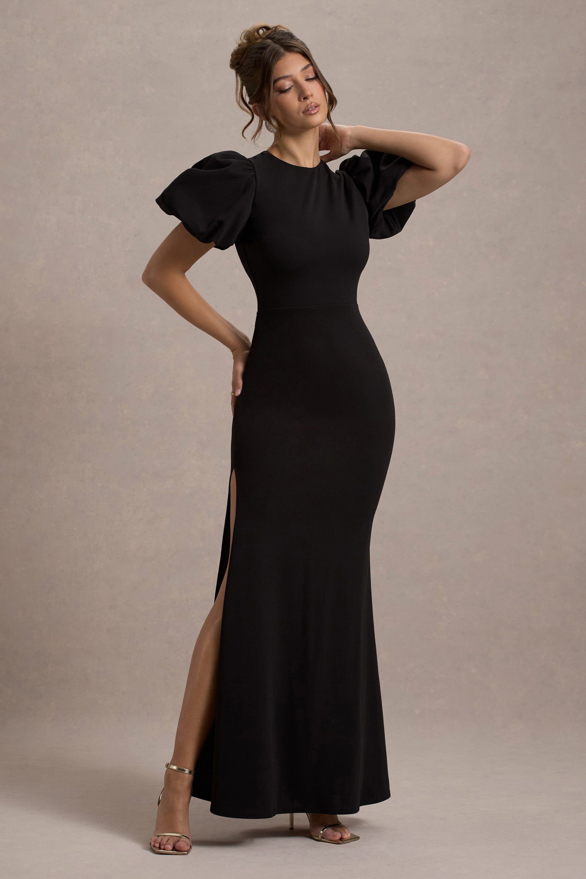 Love Letters | Black Puff-Sleeve Maxi Dress - Club L London - USA