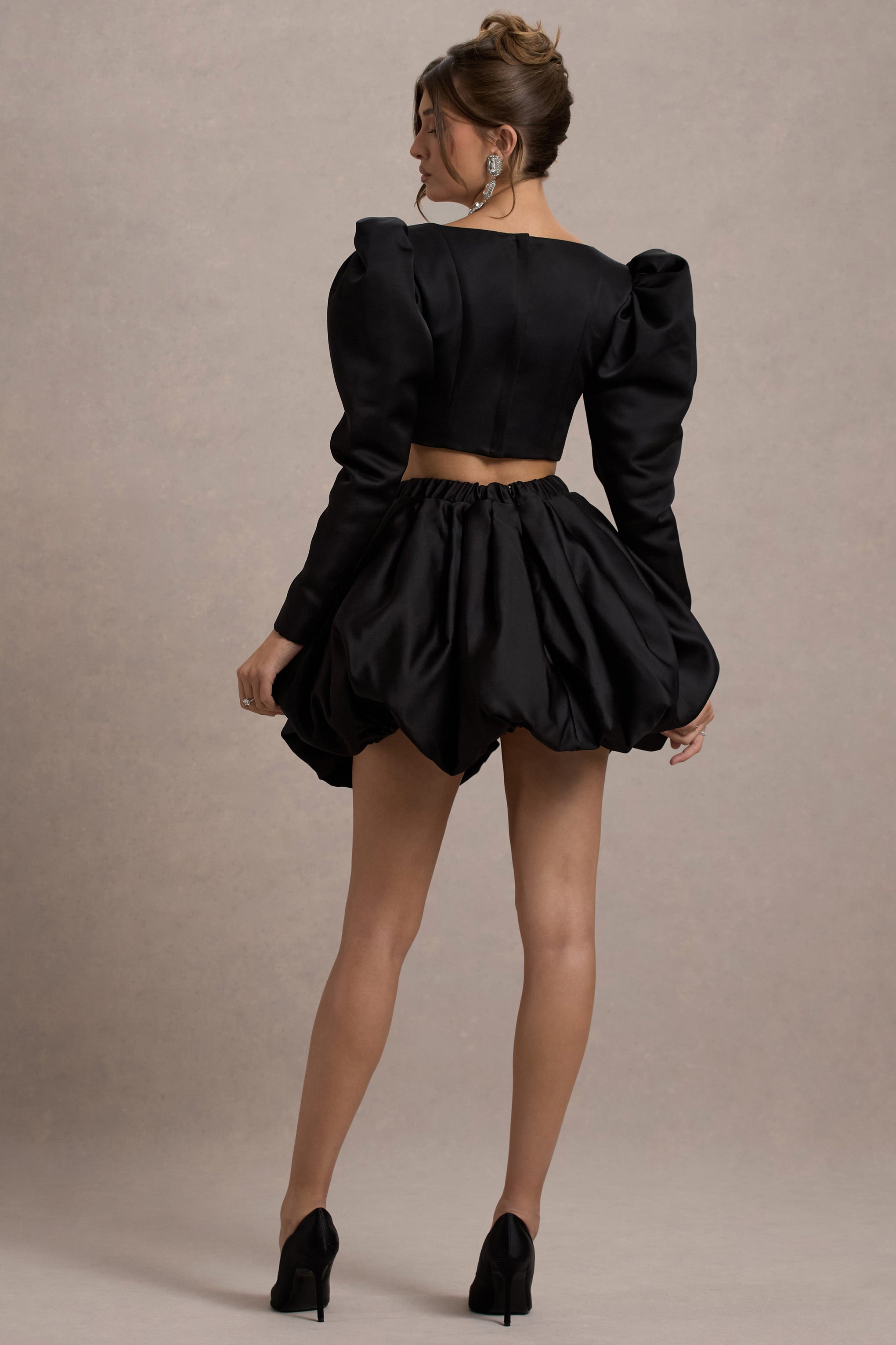 Tosca | Black Satin Bubble Mini Skirt – Club L London - USA