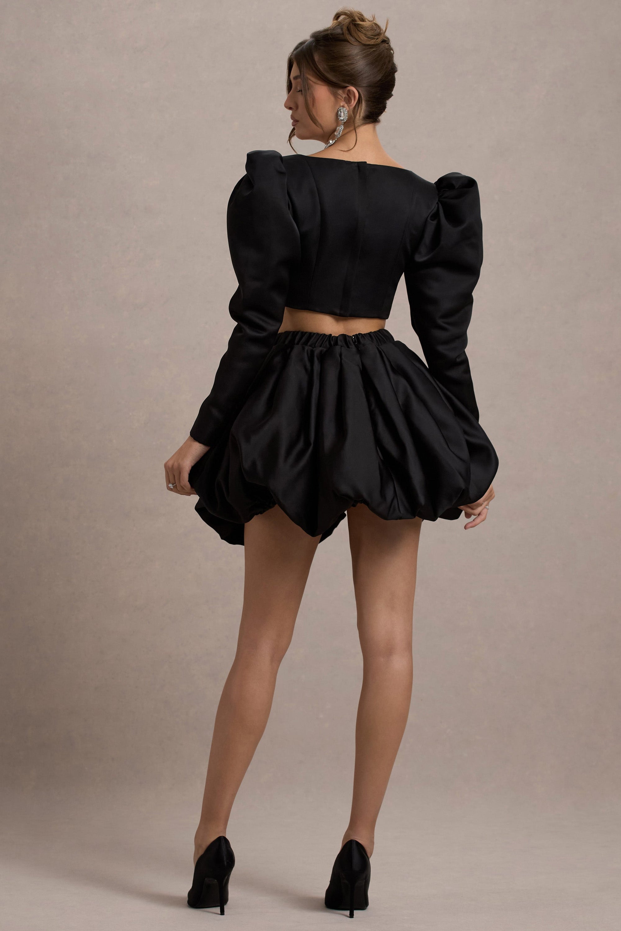 Tosca | Black Satin Bubble Mini Skirt - Club L London - USA