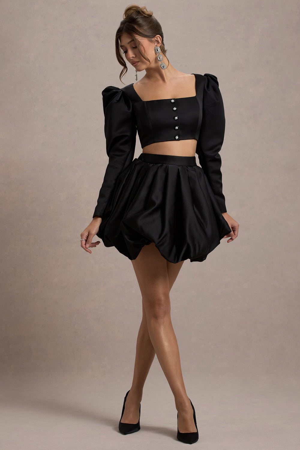 Tosca | Black Satin Bubble Mini Skirt – Club L London - USA