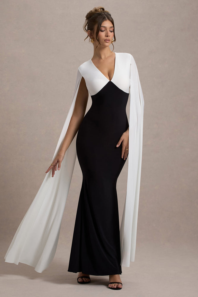 green emerald velvet dress Black and White Floral Wedding Dress with Long Puff Sleeves, 3D Flower   Viniodress