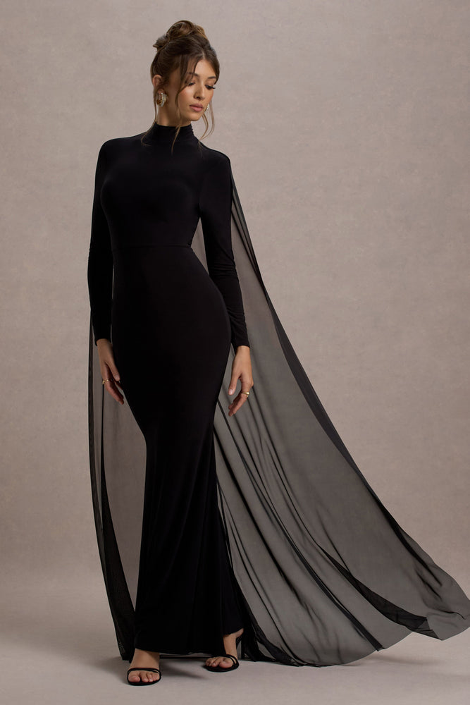 【BCBG MAXAZRIA】V Neck Evening Maxi Dress Long Cape Sleeves BCBG MaxAzria Cape Sleeve Ruffle Maxi Dress Grape Royal